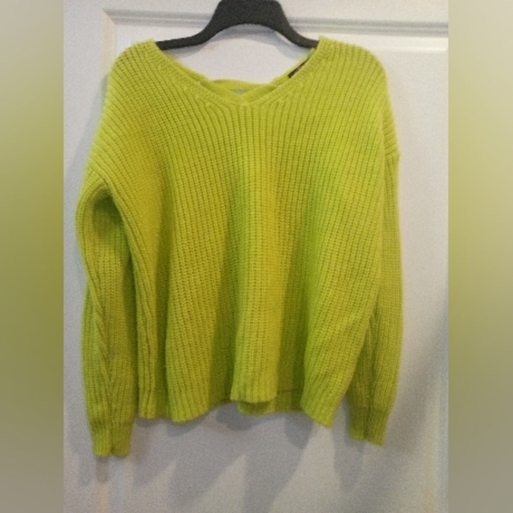Ransom Y2K Style Vibrant Green Women's Open  Knit Pullover Sweater Size XL
